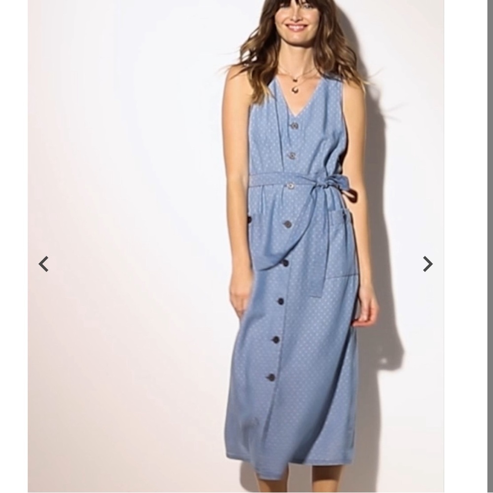 J Jill Denim Sleeveless Button-Front Dress In Blue Dunes Wash Size 3XL NWT